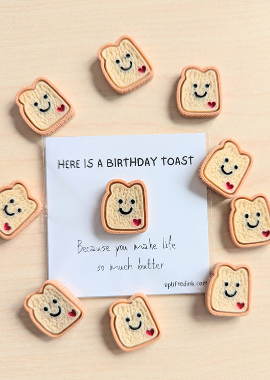Uplifted Ink - Birthday Toast Card – Cute Mini Toast Pun Card 