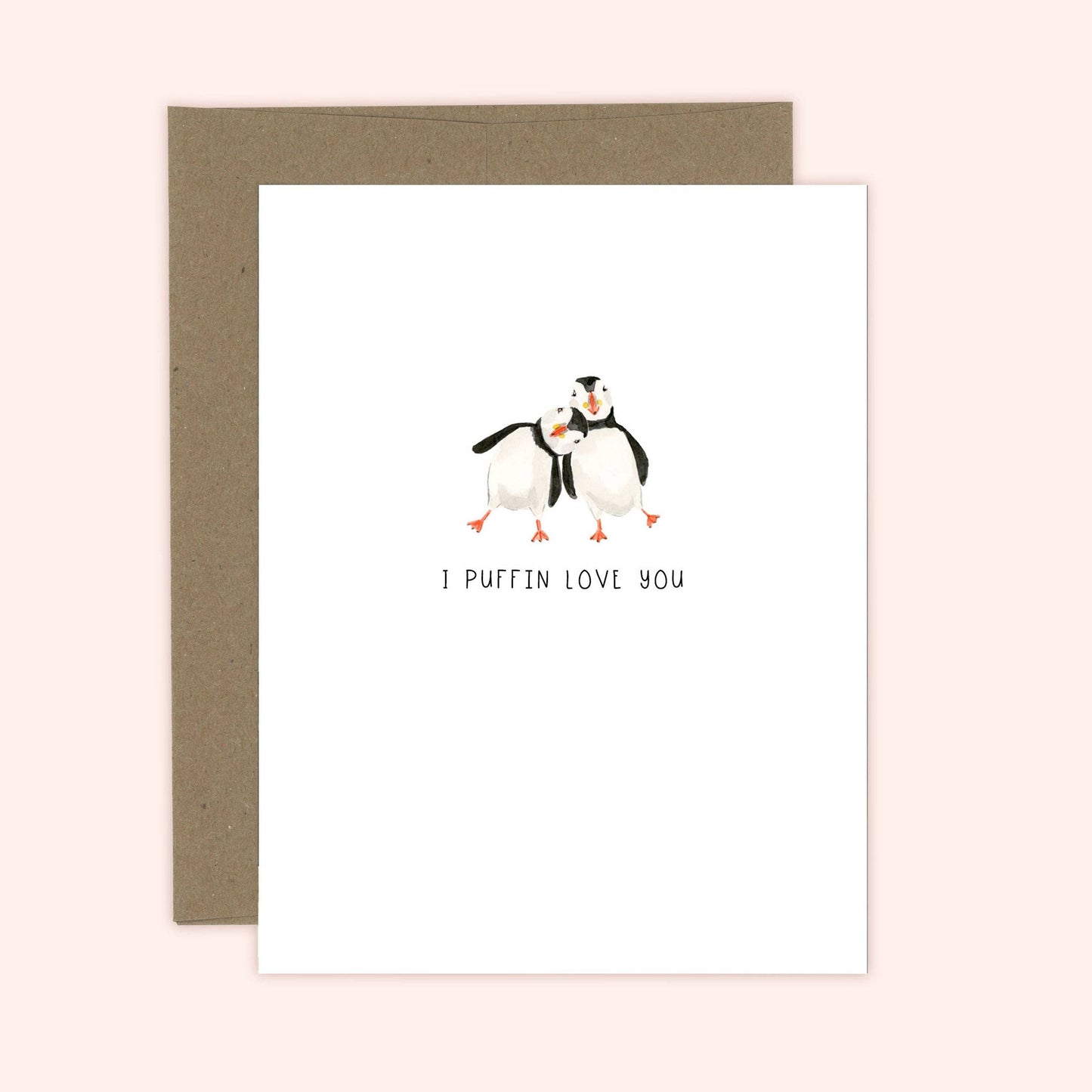 Almeida Illustrations - Puffin Love Card | Anniversary Card: White