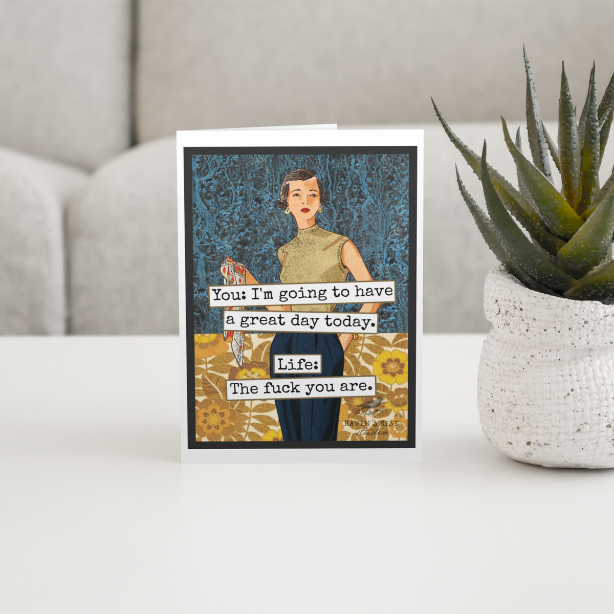Raven's Rest Studio - Card. Life: The Fuck You Are. Funny Greeting Card. Retro.