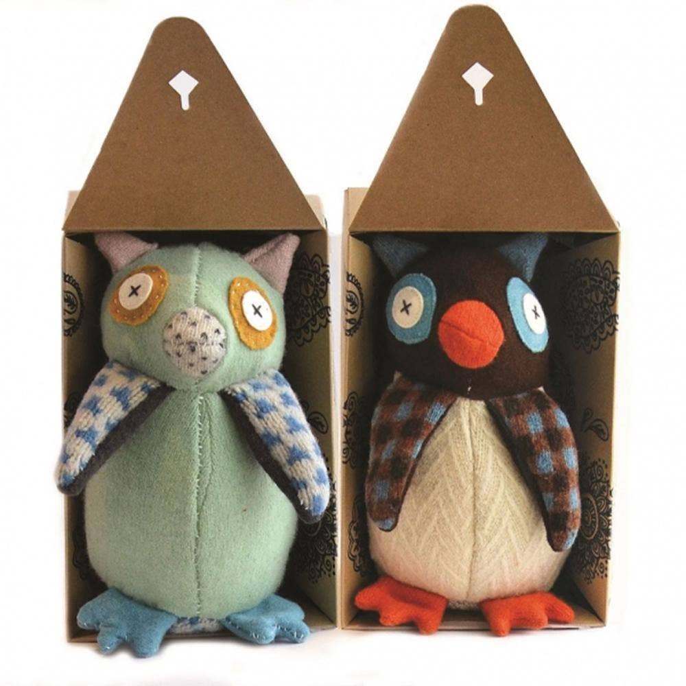 Cate and Levi - Owl Stuffed Animal DIY Sewing Kit | Reclaimed Wool