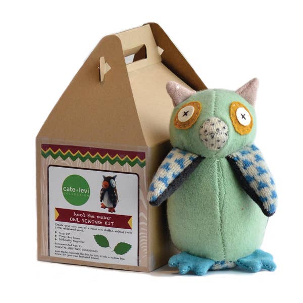 Cate and Levi - Owl Stuffed Animal DIY Sewing Kit | Reclaimed Wool