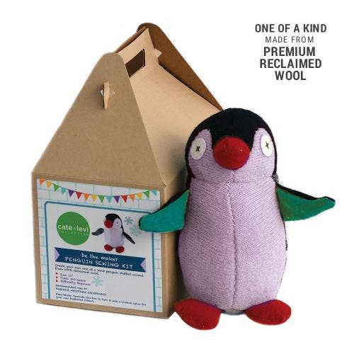Cate and Levi - Penguin Stuffed Animal DIY Sewing Kit | Reclaimed Wool