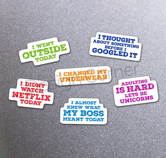 Design Corner - Adulting Die Cut Funny Magnets 6 Pack