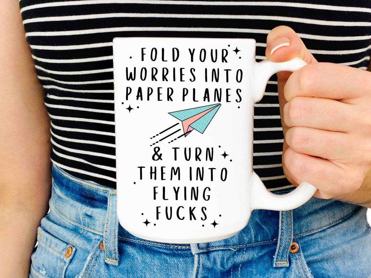 Sunshine & Lemons Co. - Fold Your Worries Into Paper Planes Mug: White