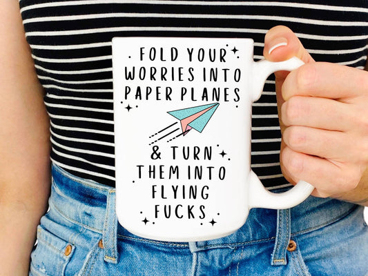 Sunshine & Lemons Co. - Fold Your Worries Into Paper Planes Mug: White