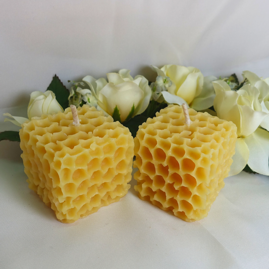 Tu-Bees Honey & Beeswax Candles - Beeswax Votives - Honeycomb Shape