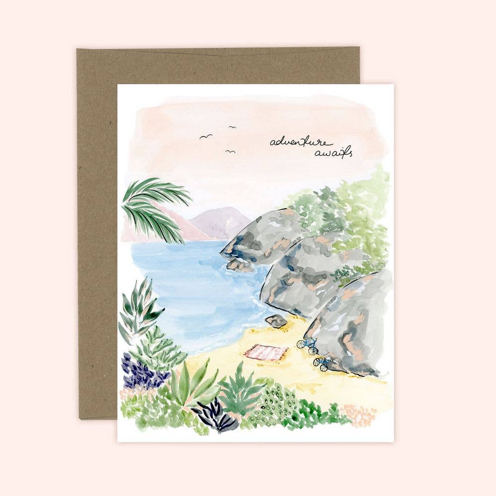 Almeida Illustrations - Adventure Awaits Anniversary Love Greeting Card: White