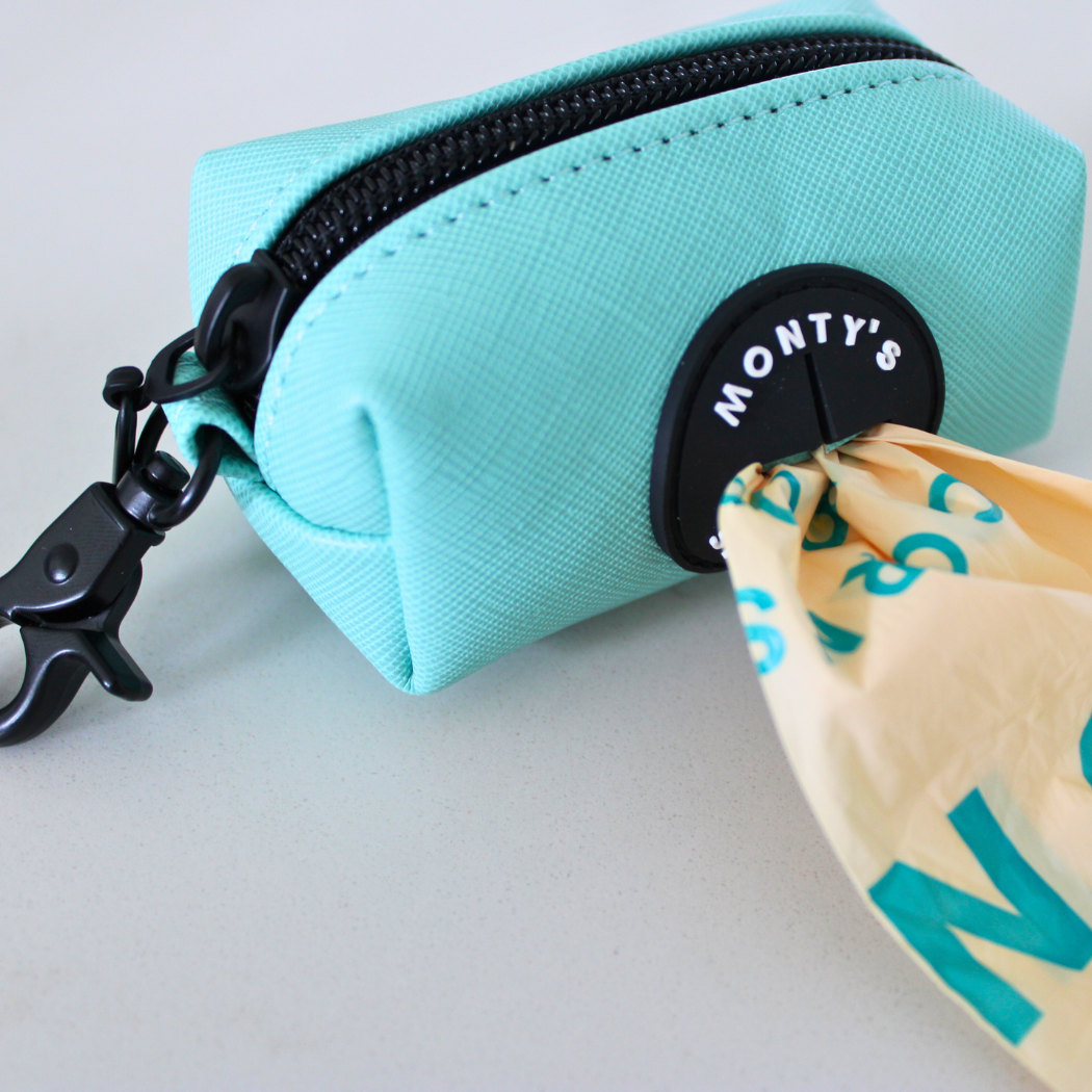 Monty's Bags - Vegan Leather Poop Bag Dispenser with 15 Standard Size Bags: Sunset Red