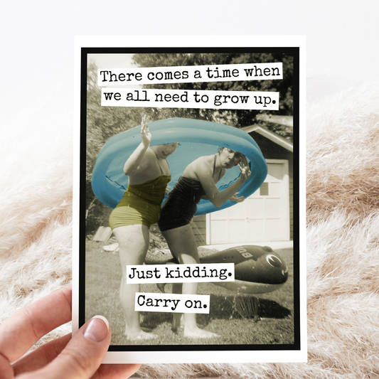 Raven's Rest Studio - Funny Birthday Card. jk Carry On. Vintage Photo Greeting.