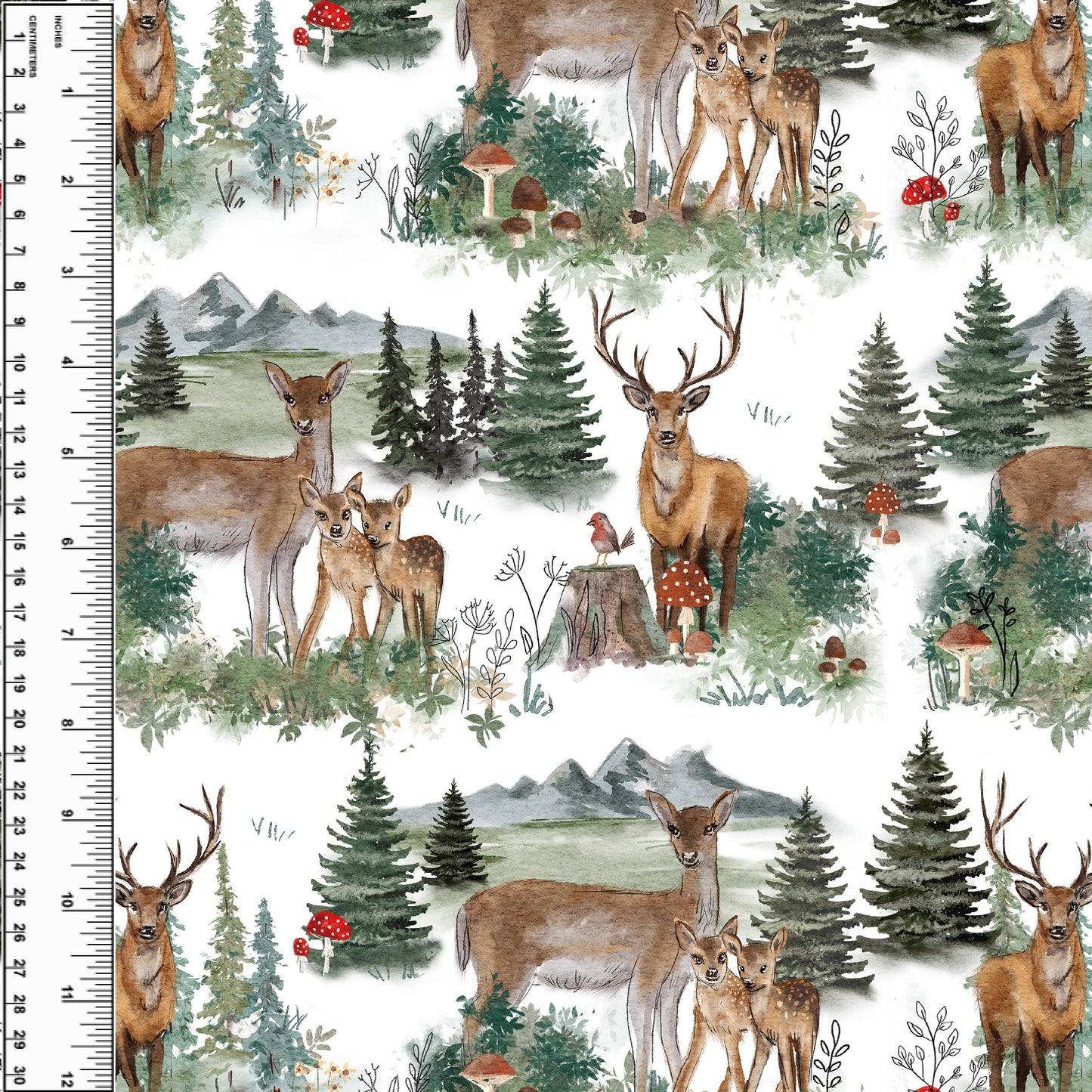 Busy Little Stitches - Deer Family on White Toddler Blanket