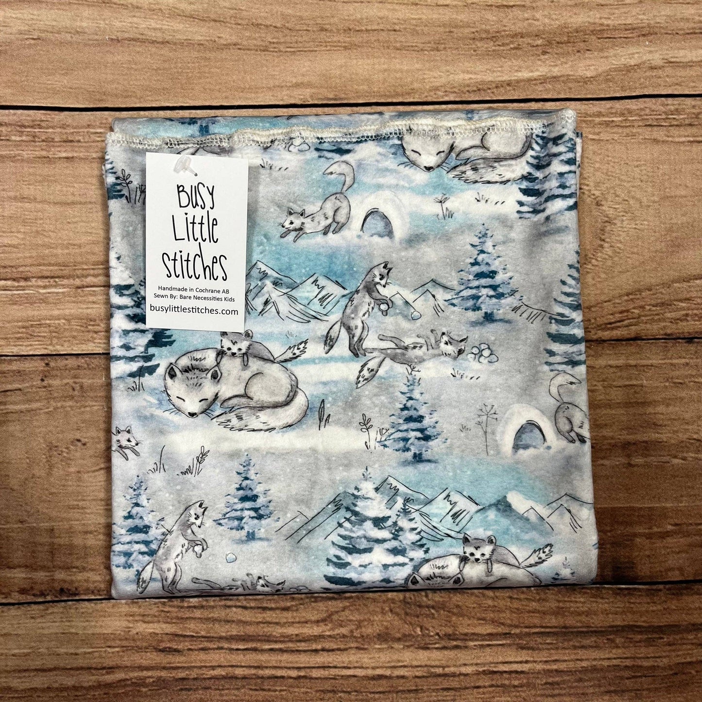 Busy Little Stitches - Snow Fox Stone Toddler Blanket