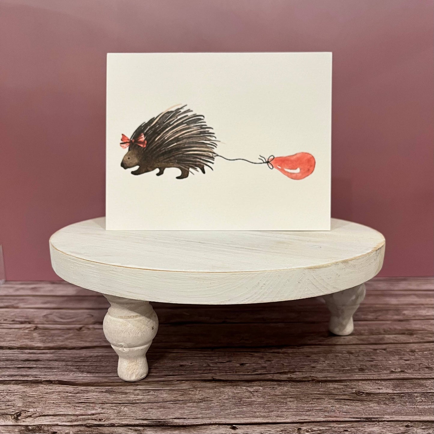 Paper Kuts - Watercolour Porcupine With Red Balloon Birthday Card