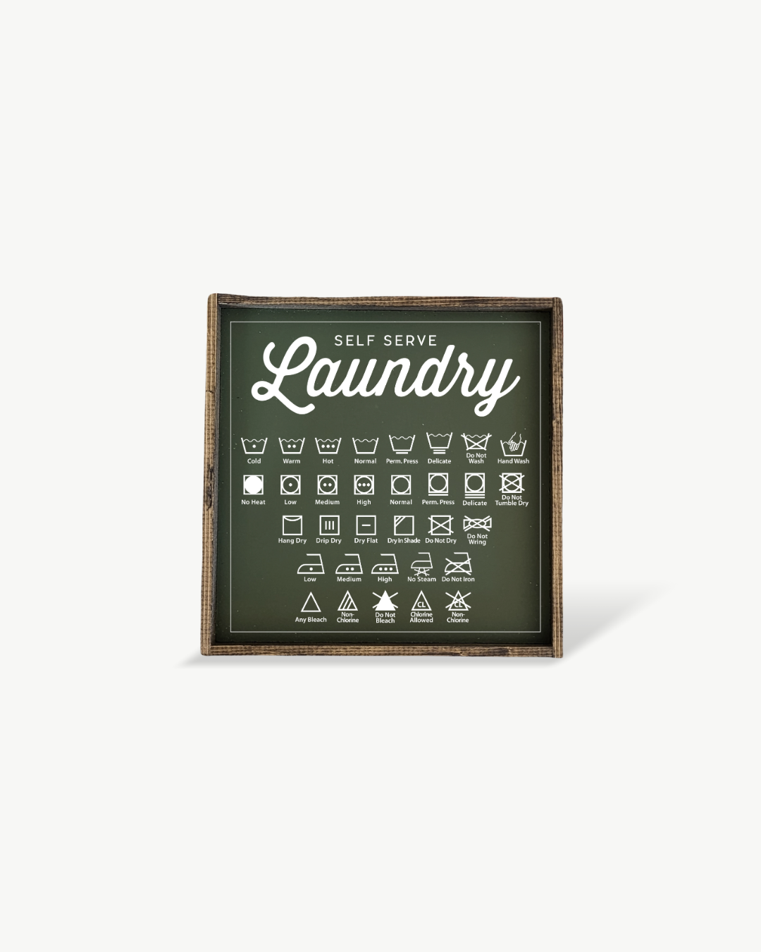 Williamraedesigns - Self Serve Laundry Symbols Framed Print - Laundry Room Decor: Black