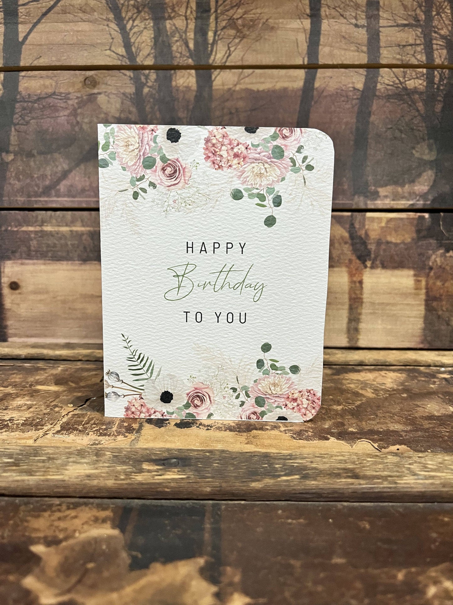 Paper Kuts - Pink Floral Happy Birthday Card, Includes Kraft Envelope: Square