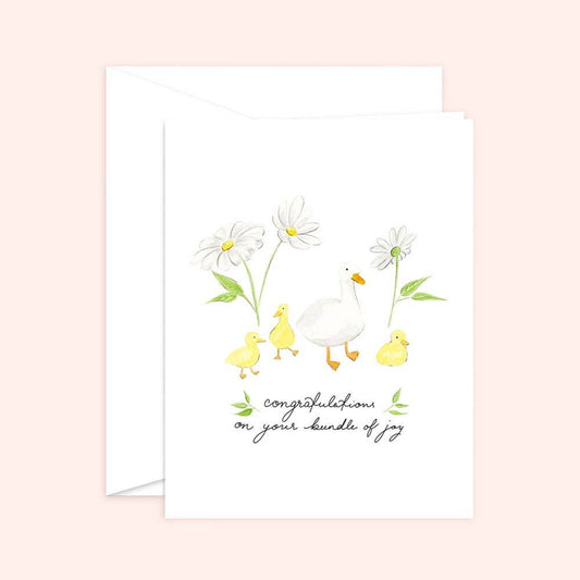 Almeida Illustrations - Congratulations on your Bundle of joy Baby Card | Ducklings: White