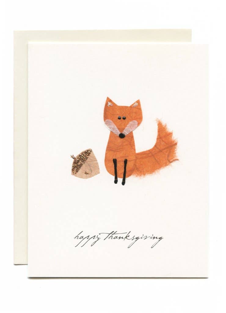 FLAUNT HANDMADE CORRESPONDENCES - "Happy Thanksgiving" Fox and Acorn