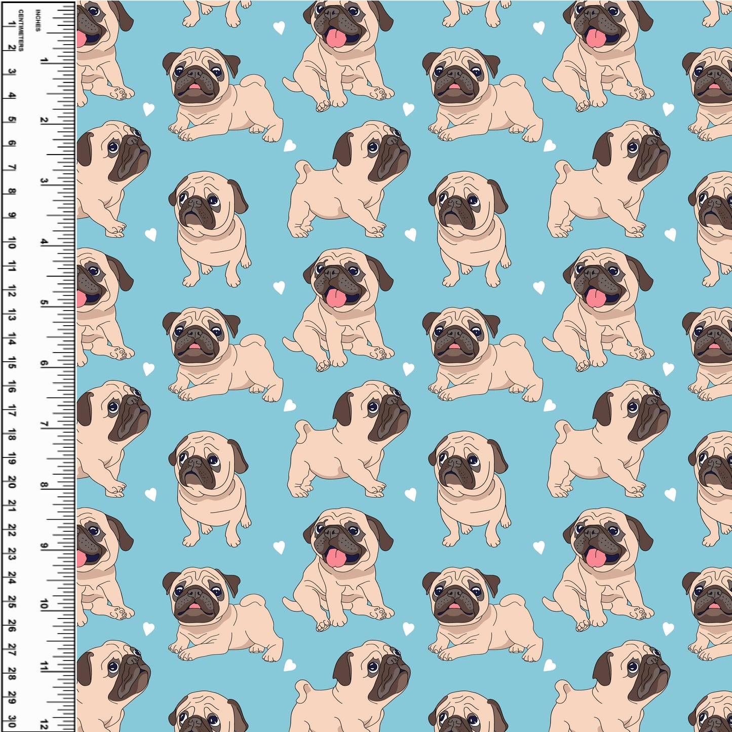 Busy Little Stitches - Pug Puppies Blue Toddler Blanket