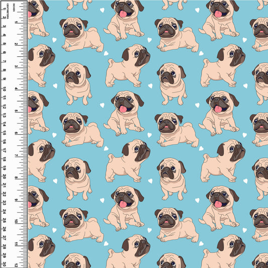 Busy Little Stitches - Pug Puppies Blue Toddler Blanket