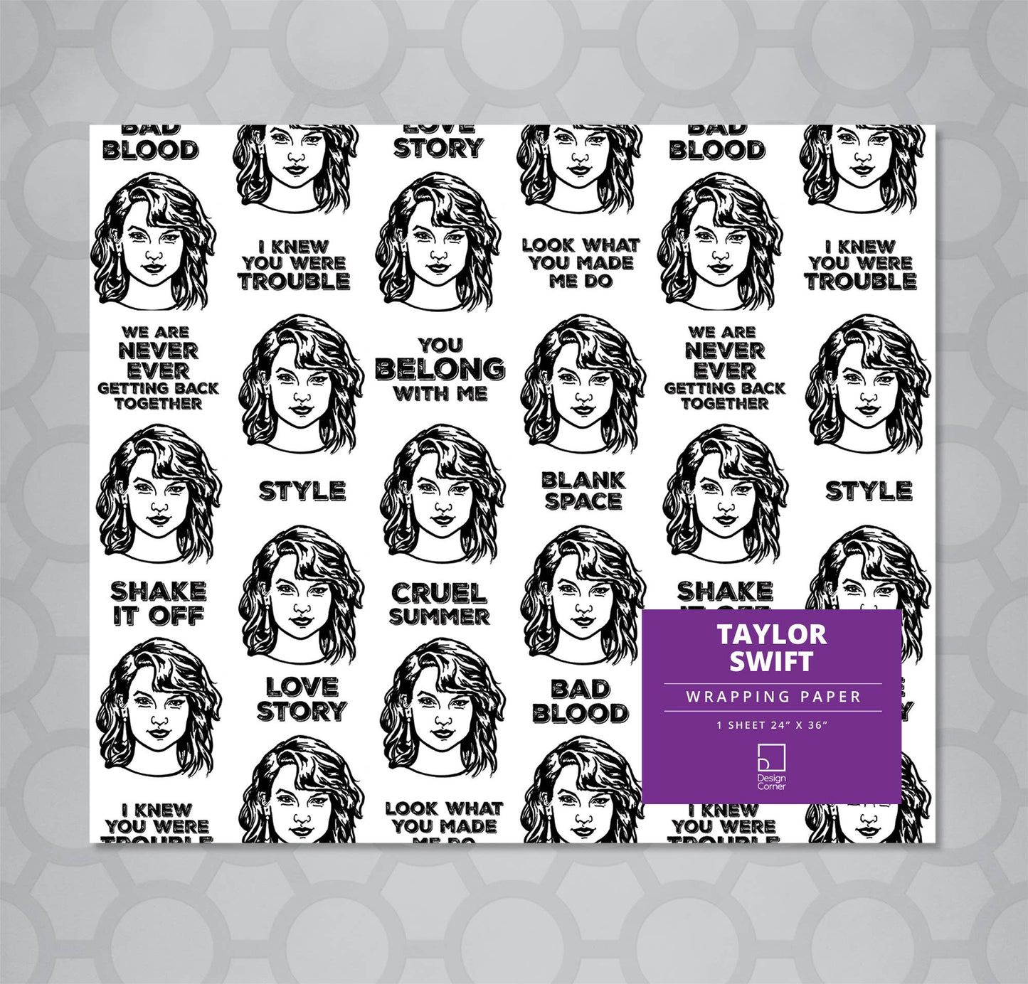 Design Corner - Taylor Swift Gift Wrap 24"x36" Sheet