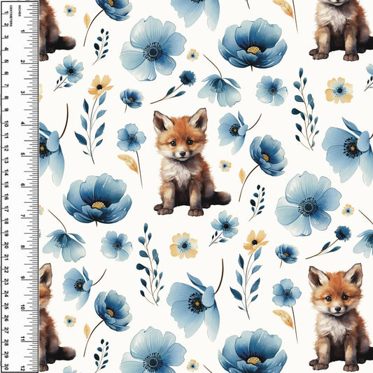 Busy Little Stitches - Fox Blue Waterglass Floral Toddler Blanket