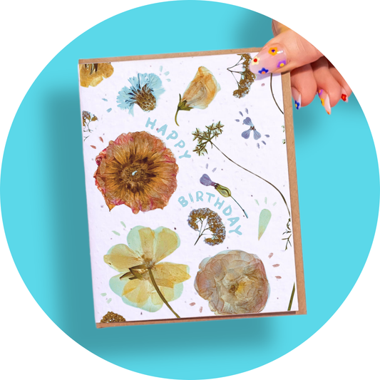 SowSweet Greetings Inc - Pressed Flowers - Happy Birthday