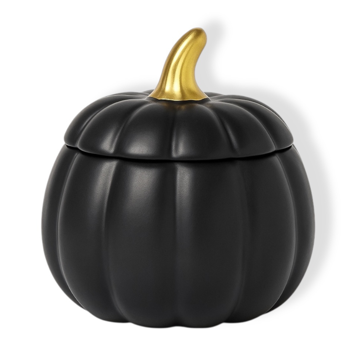 Market Candle Company - BLACK PUMPKIN CERAMIC CANDLE: Pumpkin Caramel