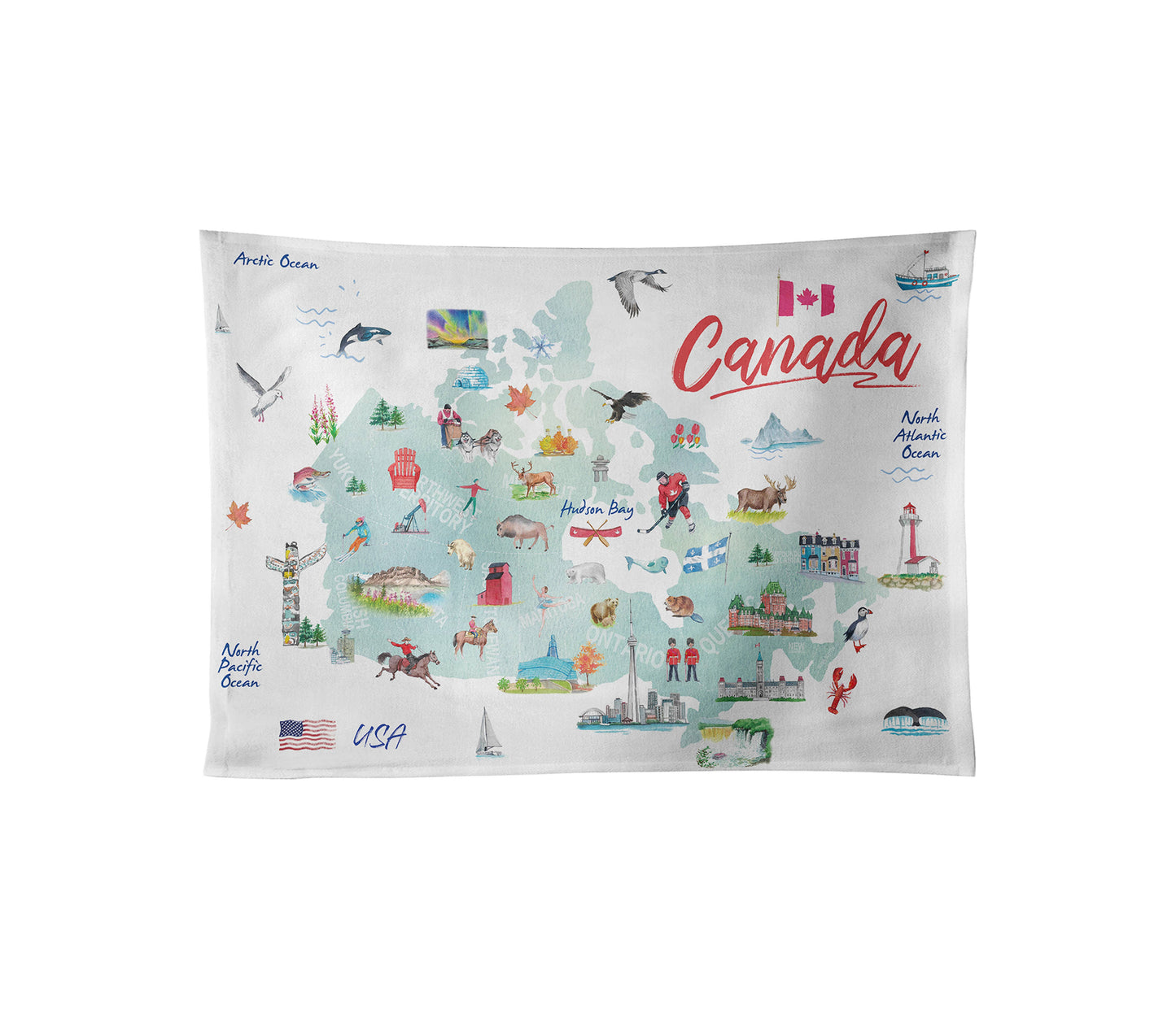 Northern Icons Canada - Canada Illustrated Map Tea Towel