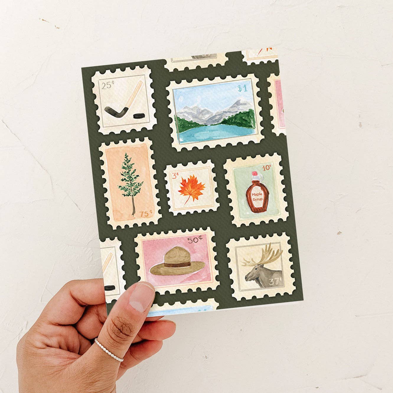 Almeida Illustrations - Canadian Stamps Card: White