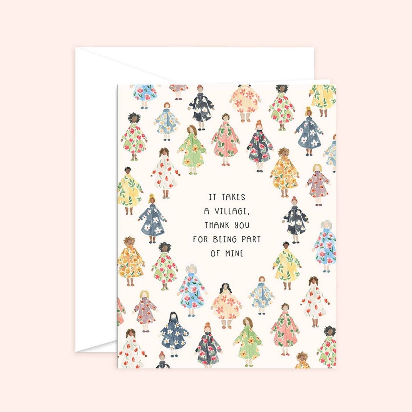 Almeida Illustrations - It Takes a Village Card | Thank You Card: Kraft