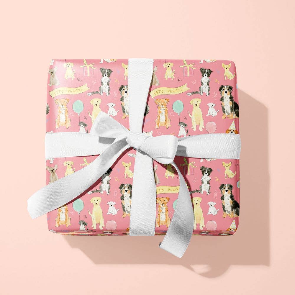 Almeida Illustrations - Dog Celebration Birthday Gift Wrap: Single Sheet