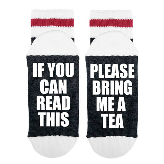 Sock Dirty to Me - Please Bring Me Tea Socks - Socks: Matte White