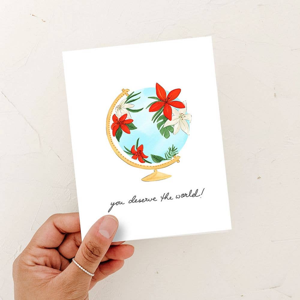 Almeida Illustrations - You Deserve the World Encouragement Card: White