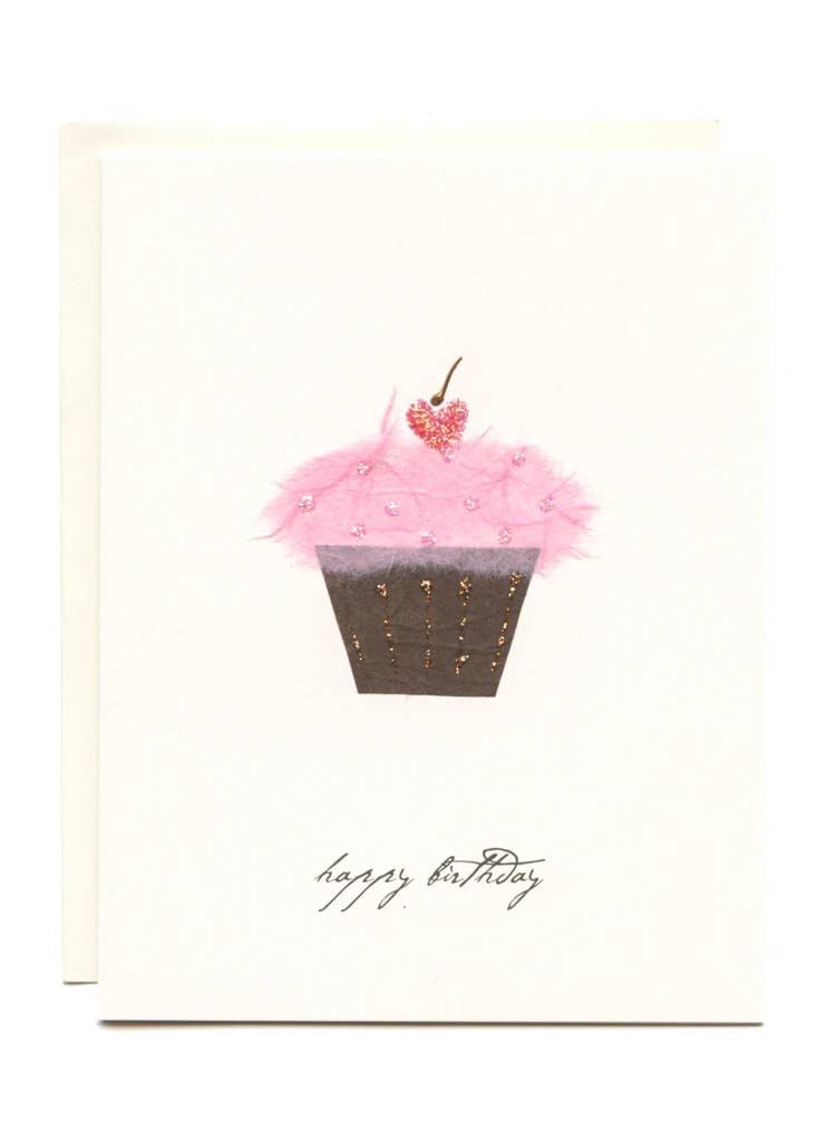 FLAUNT HANDMADE CORRESPONDENCES - "Happy Birthday" Cupcake w/ Cherry