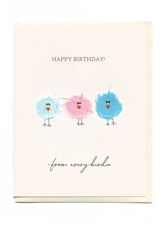 FLAUNT HANDMADE CORRESPONDENCES - "Happy Birthday From Every Birdie" Three Birds
