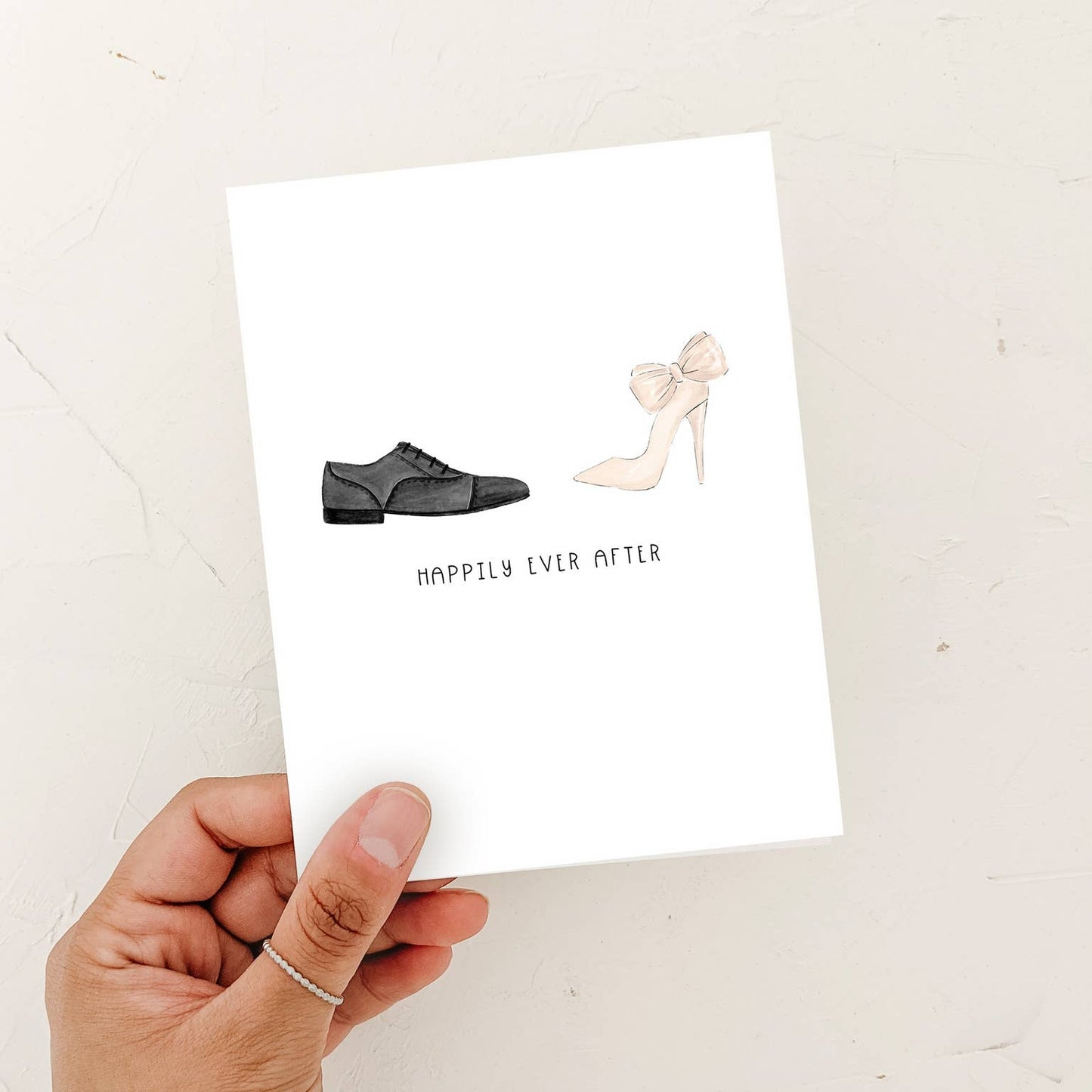 Almeida Illustrations - Happily Ever After Mr + Mrs Newlywed Greeting Card: White