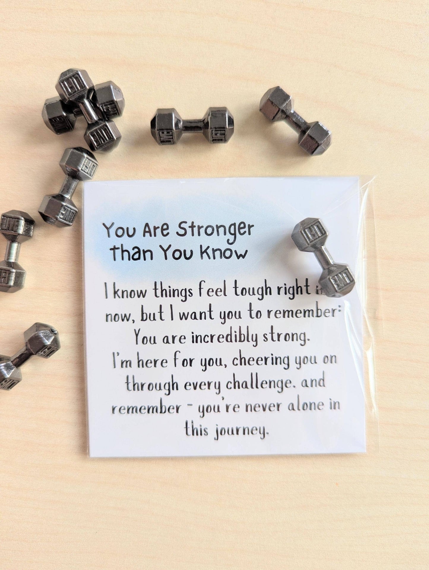 Uplifted Ink - Encouragement Card with Tiny Dumbbell for Tough Times