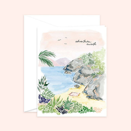 Almeida Illustrations - Adventure Awaits Anniversary Love Greeting Card: White