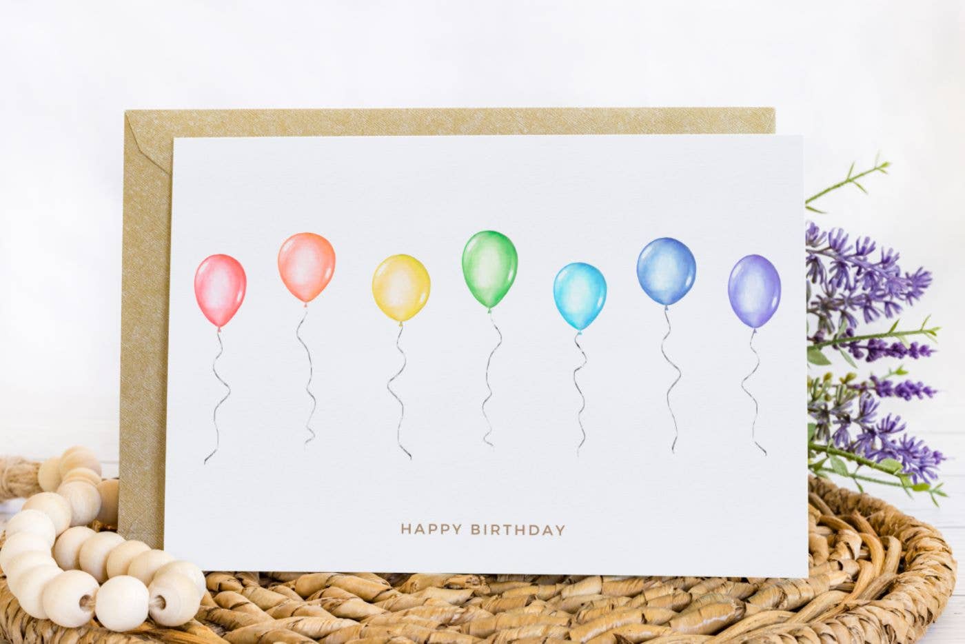Paper Kuts - "Happy Birthday" Balloon Card - Includes Kraft Envelope: Square