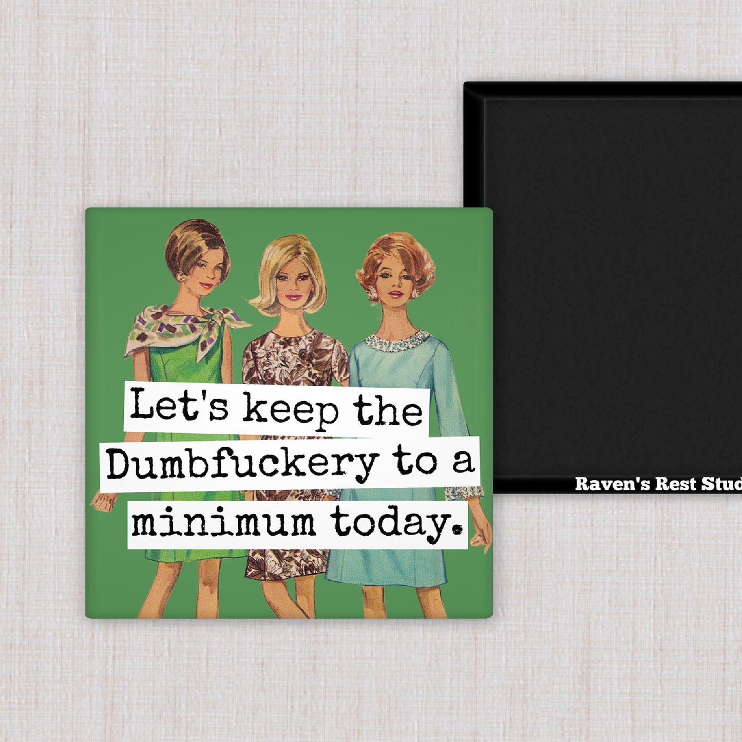 RAVEN'S Rest Studio - MAGNET. Funny. Let's Keep The Dumbfuckery To A Minimum...