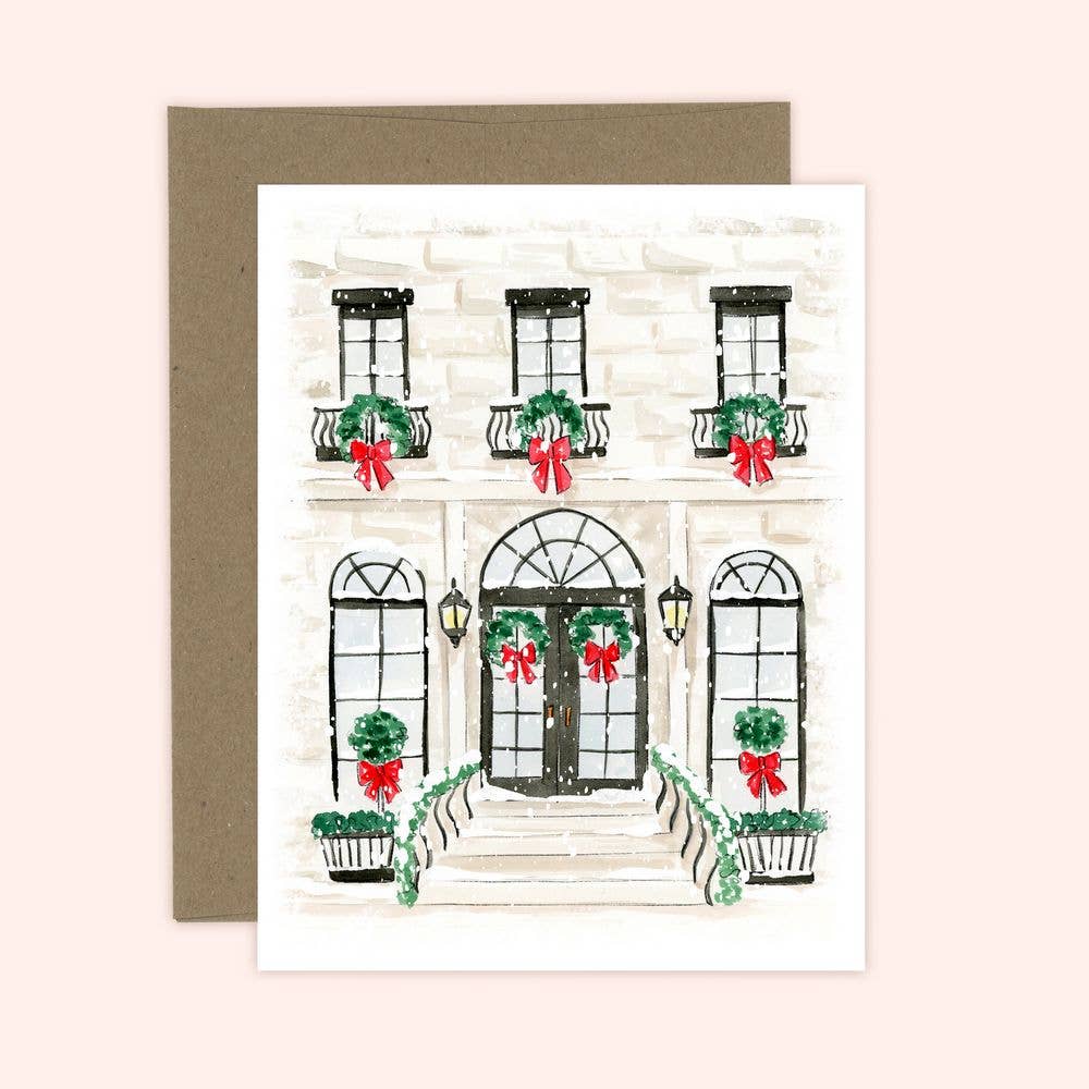 Almeida Illustrations - Christmas House Greeting Card: White