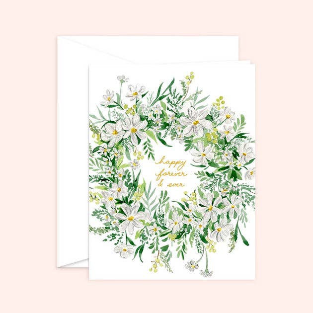 Almeida Illustrations - Happy Forever & Ever Wedding Card: White