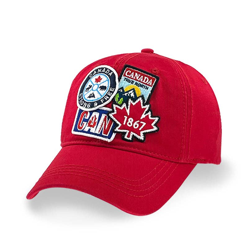 Northern Icons Canada - Canada Assorted Embroidery Badge Cap: Cherry