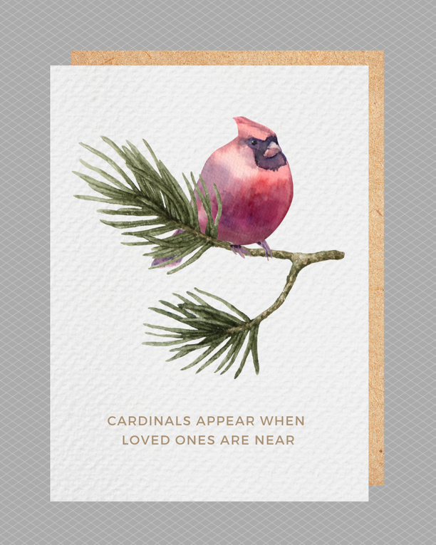 Paper Kuts - "Cardinals Appear" Sympathy Card, Includes Kraft Envelope: Rounded