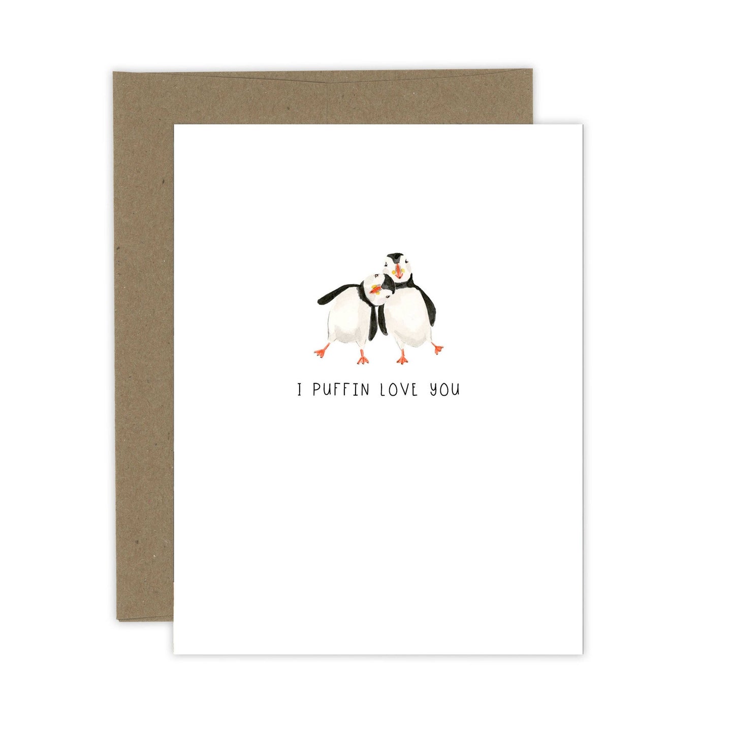 Almeida Illustrations - Puffin Love Card | Anniversary Card: White
