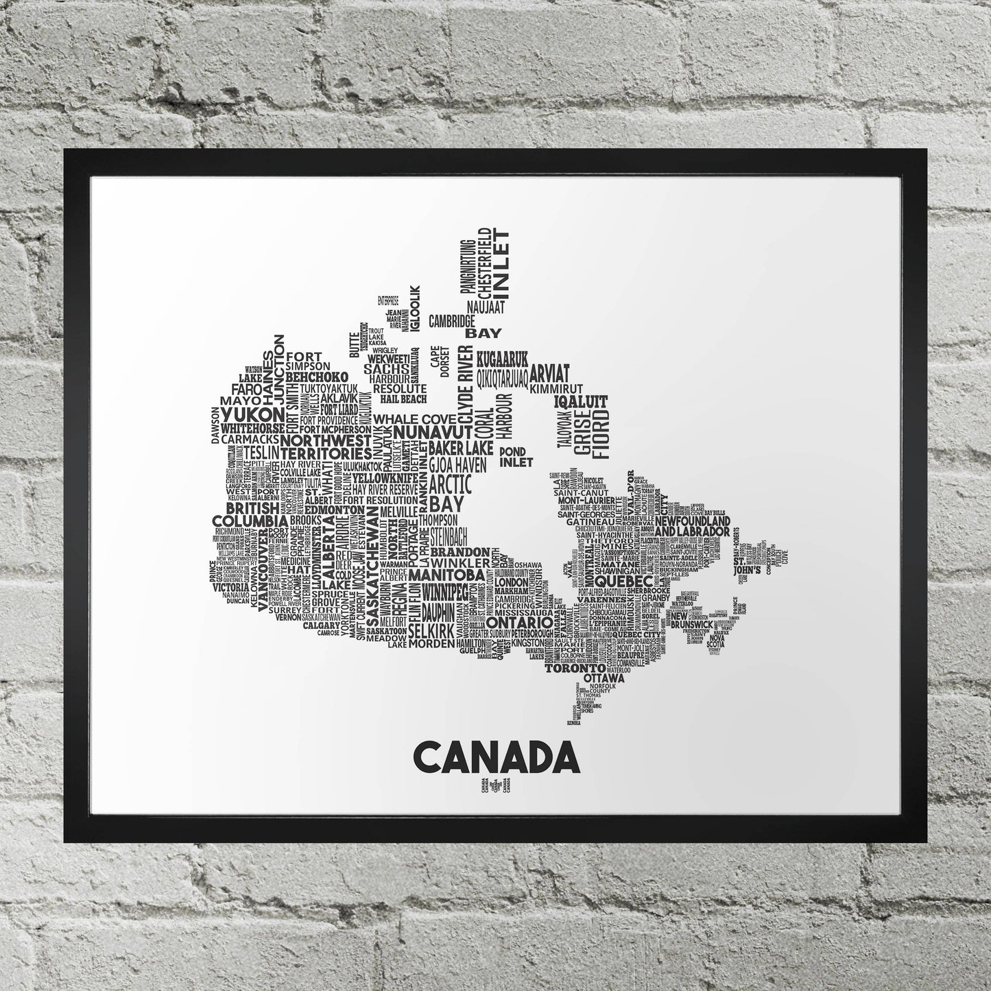 Damon D Chan - Canada City Typography Map Print: 11" x 14"