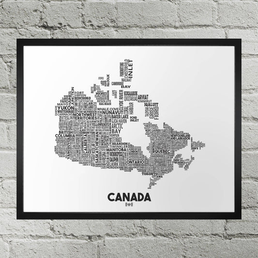Damon D Chan - Canada City Typography Map Print: 11" x 14"