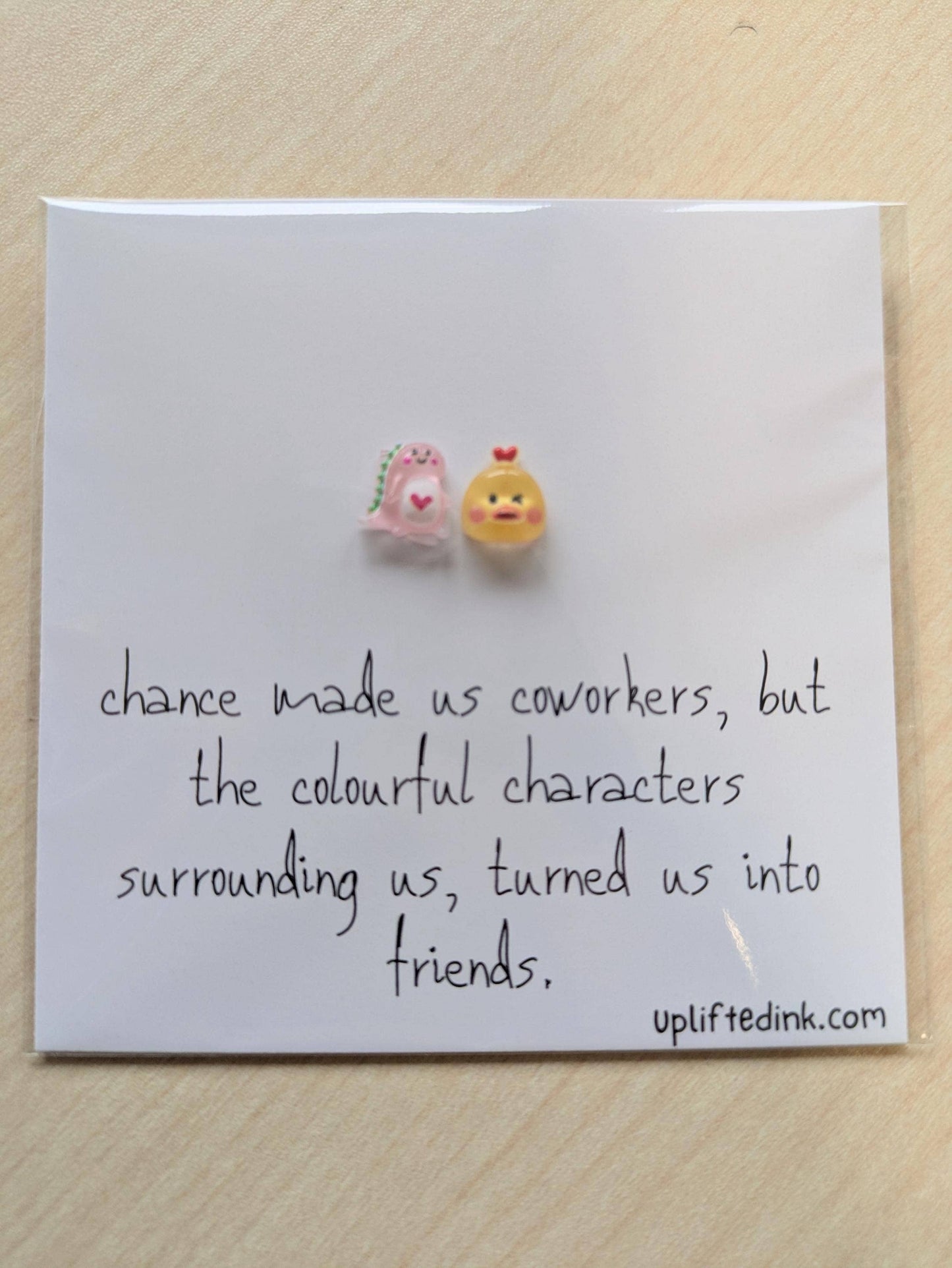 Uplifted Ink - Coworker BFF Card with 2 Mini Figurines & Custom Message: 1 Card