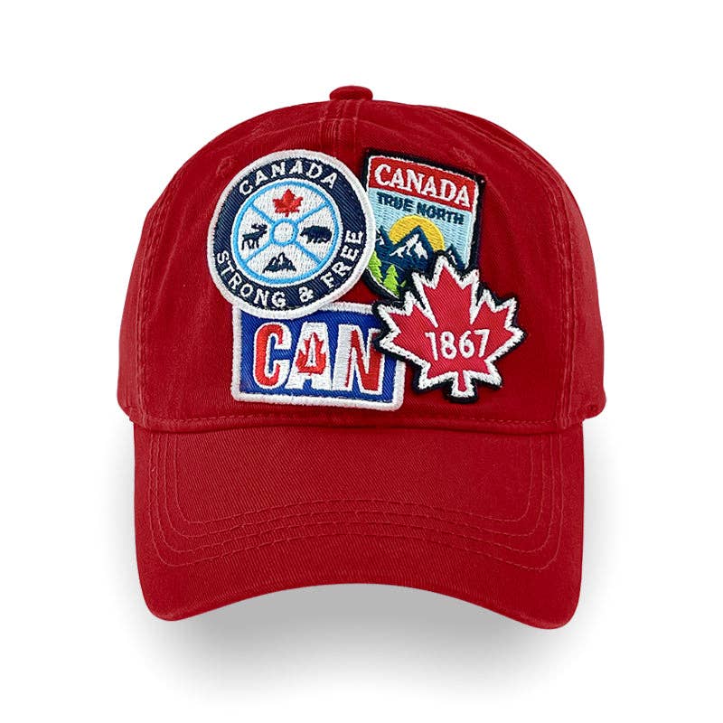 Northern Icons Canada - Canada Assorted Embroidery Badge Cap: Cherry