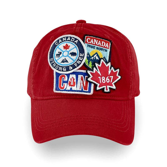 Northern Icons Canada - Canada Assorted Embroidery Badge Cap: Cherry