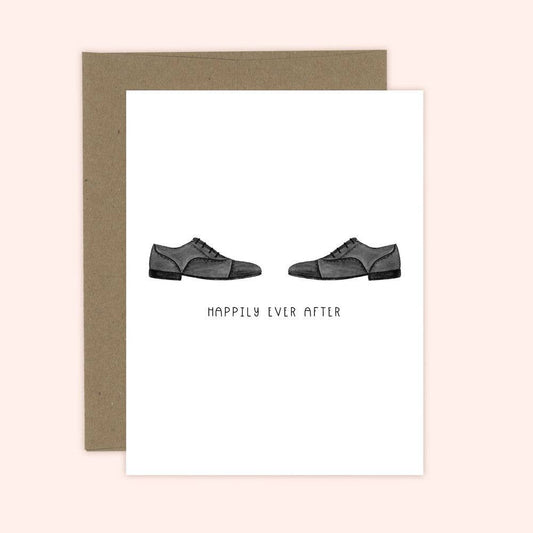 Almeida Illustrations - Happily Ever After Mr + Mr Newlywed Gay LGBTQ+ Greeting Card: White